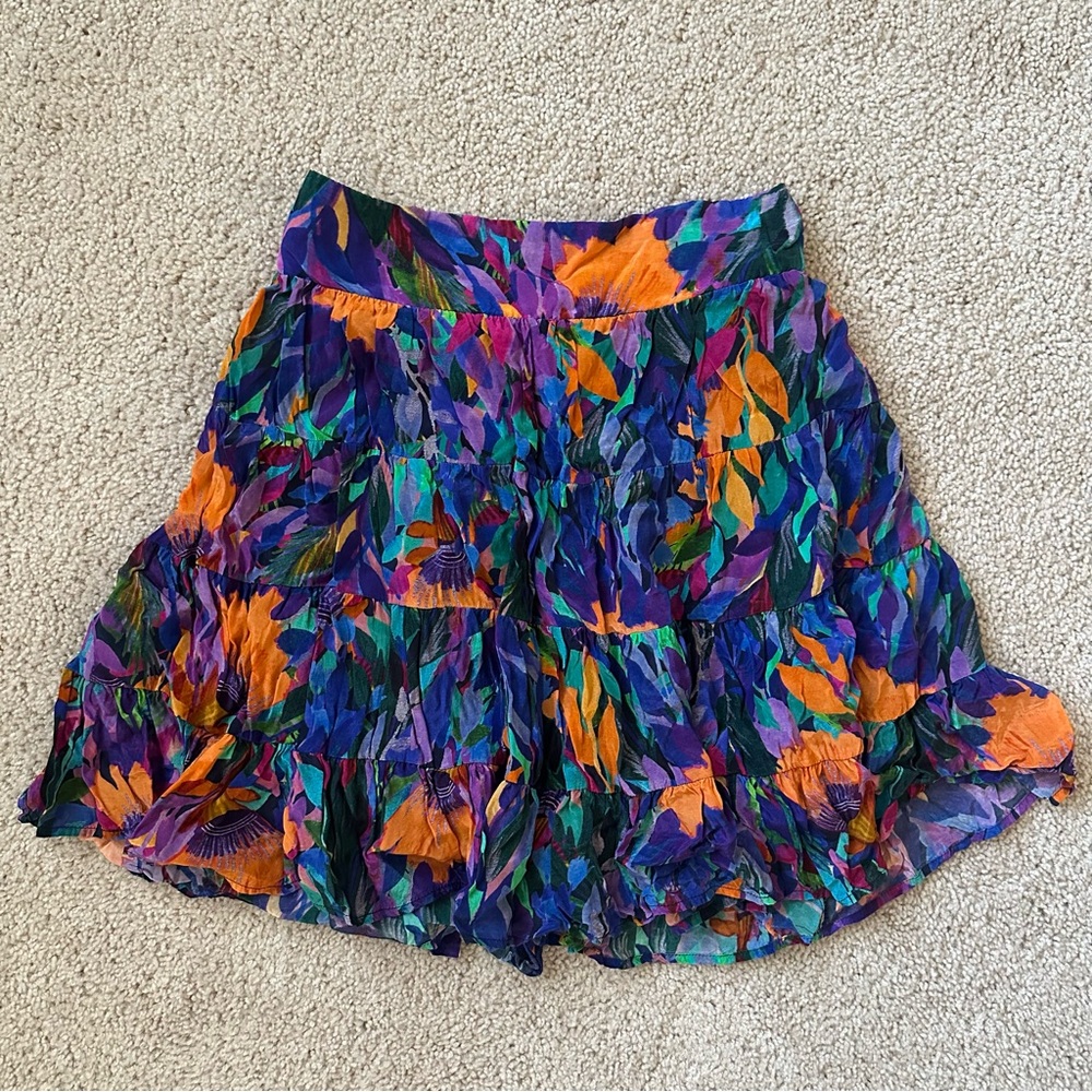 Anthropologie Danielle Duer Floral Tiered Skirt
